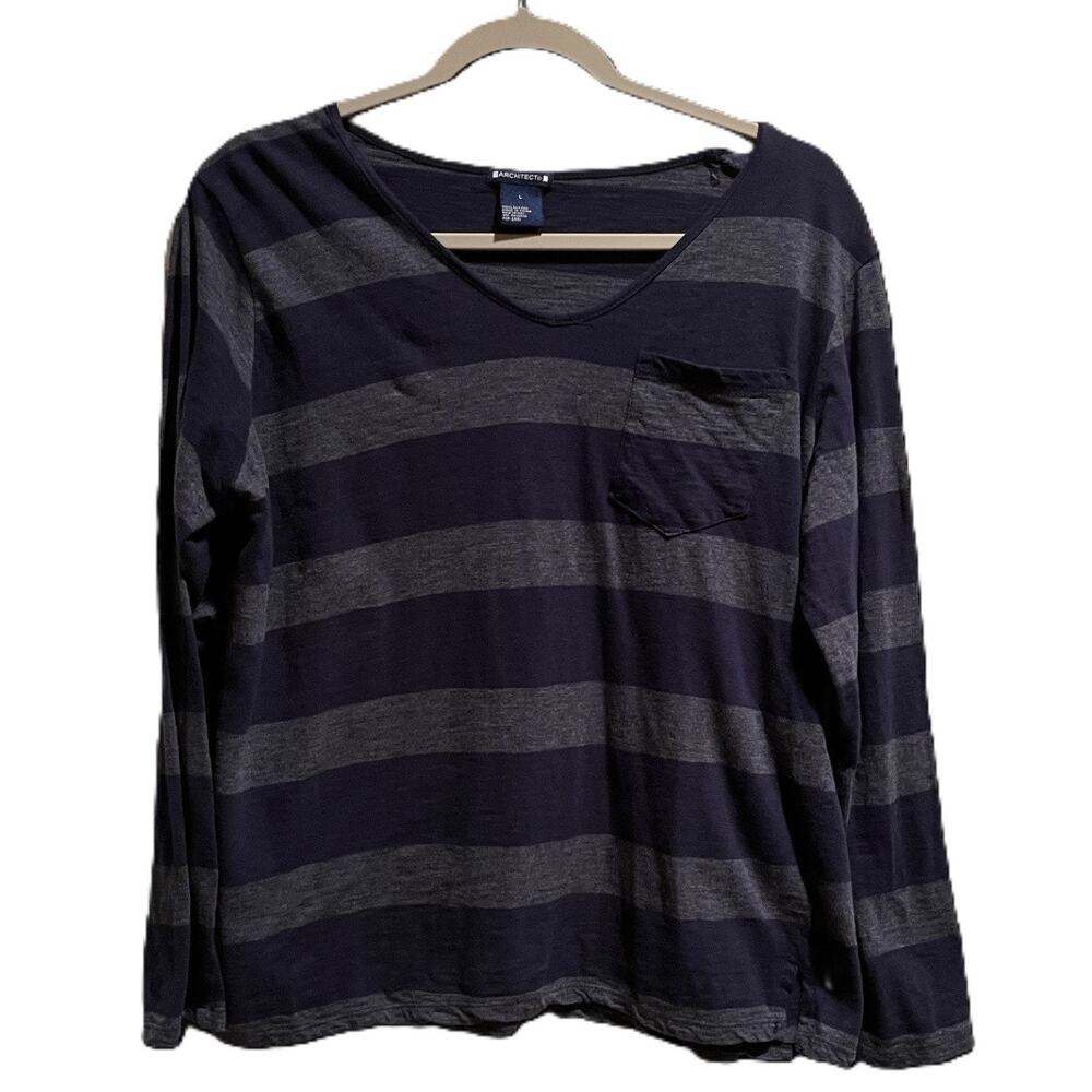 Architect Long Sleeve Shirt Womens Large Blue Striped